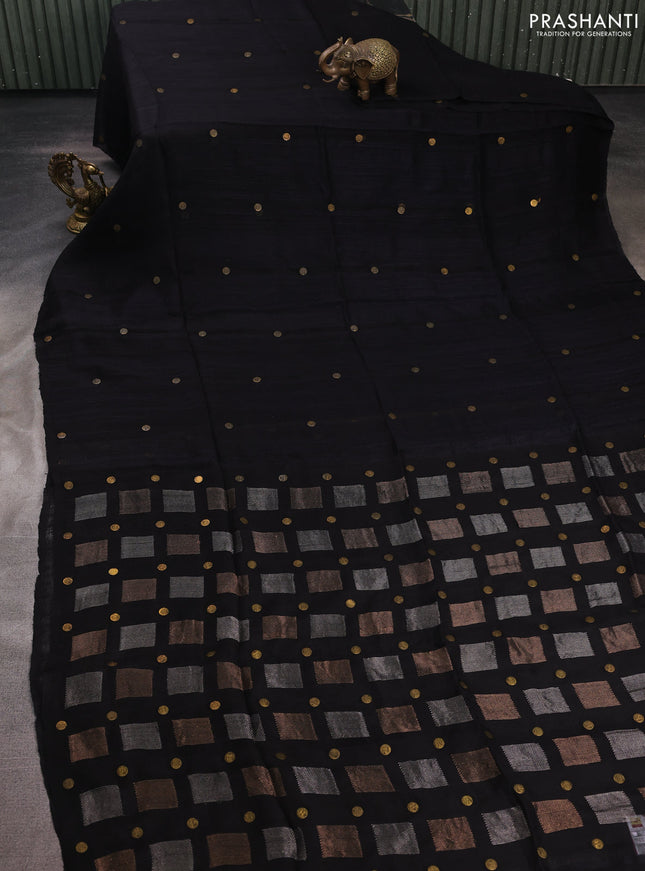 Black Matka Tussar Silk - Coin Butta