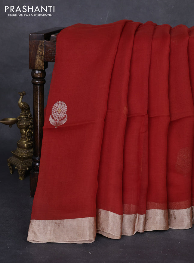 Rustic Orange Matka Tussar Silk - Buttas