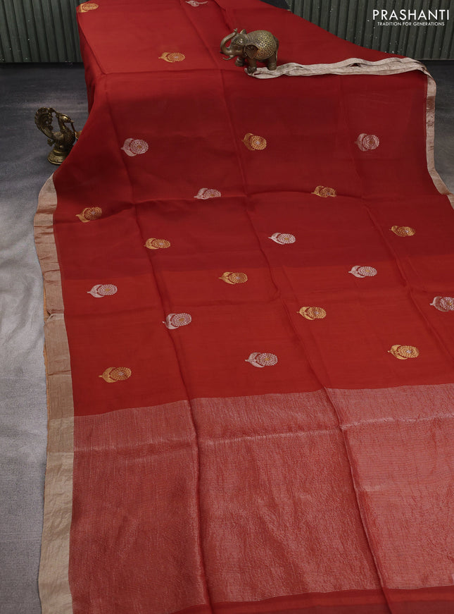 Rustic Orange Matka Tussar Silk - Buttas