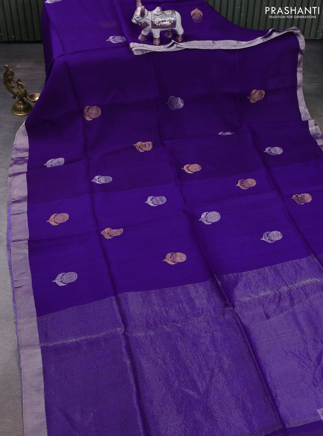 Purple Matka Tussar Silk - Buttas