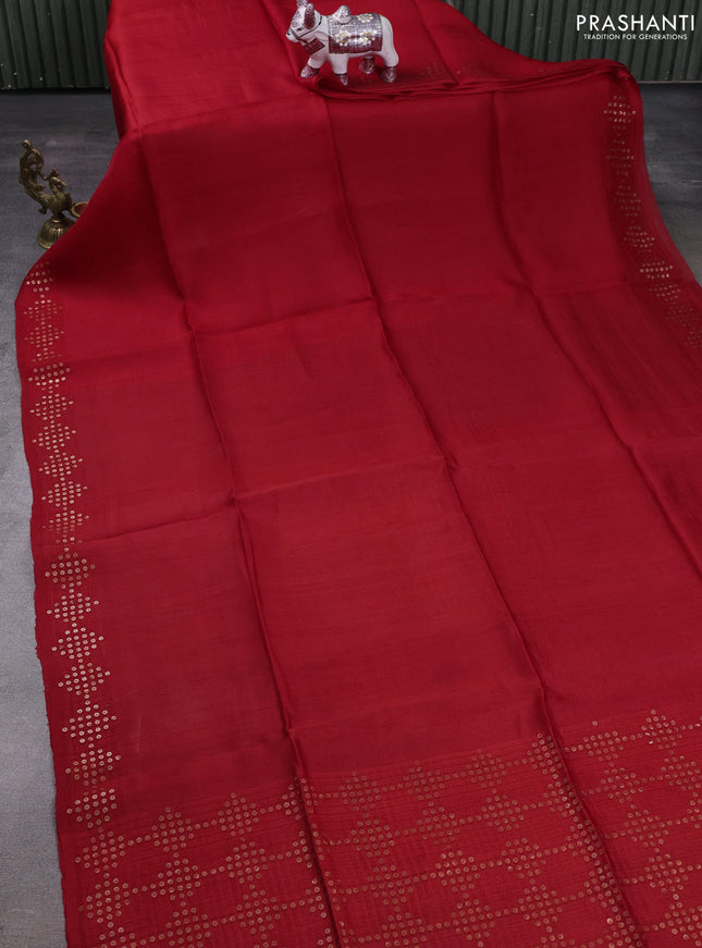 Red Matka Tussar Silk Saree