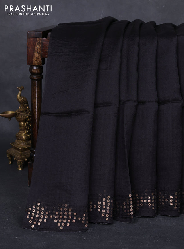 Black Matka Tussar Silk Saree