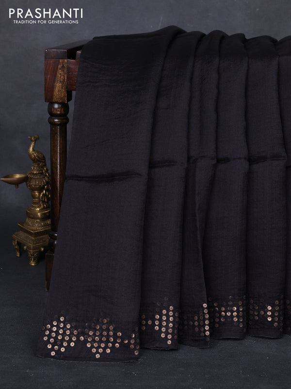 Black Matka Tussar Silk Saree