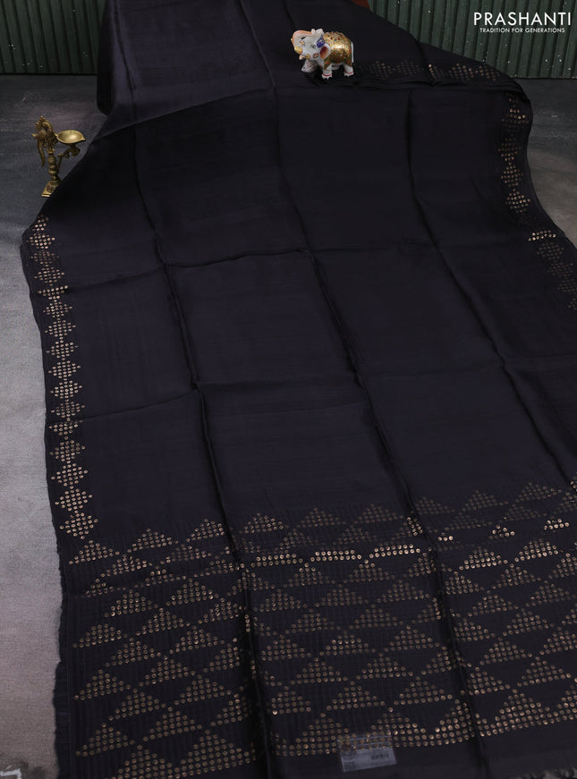 Black Matka Tussar Silk Saree