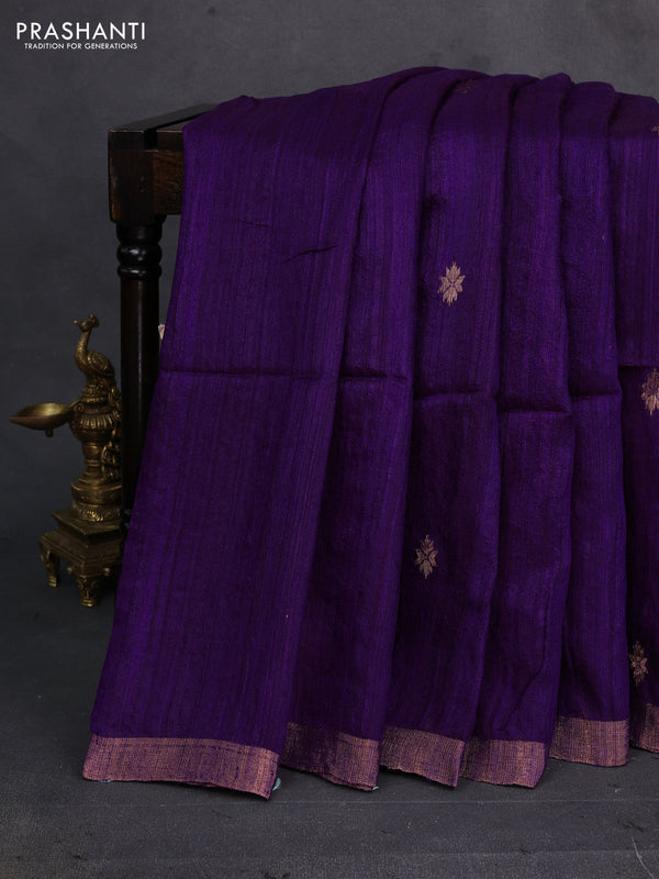 Purple Matka Tussar Silk - Buttas