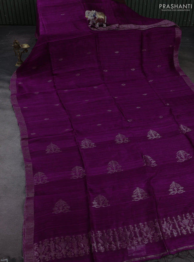 Magenta Pink Matka Tussar Silk - Buttas