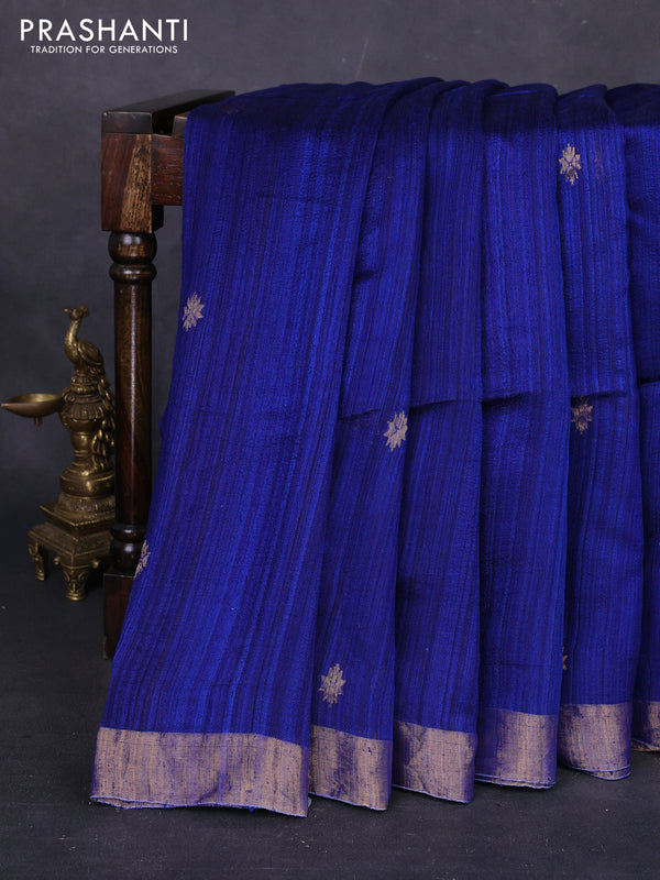 Peacock Blue Matka Tussar Silk - Buttas
