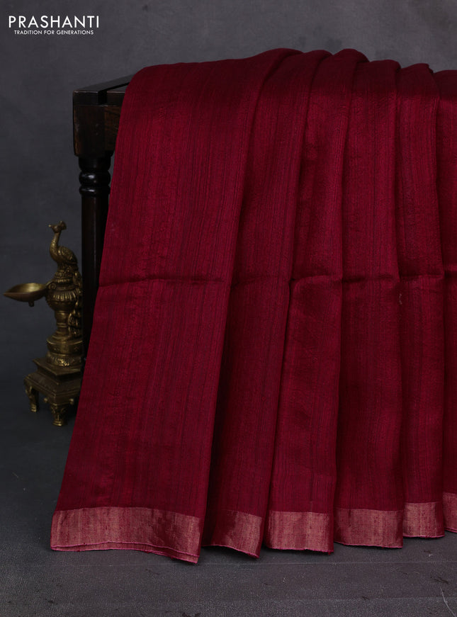 Maroon Matka Tussar Silk - Buttas