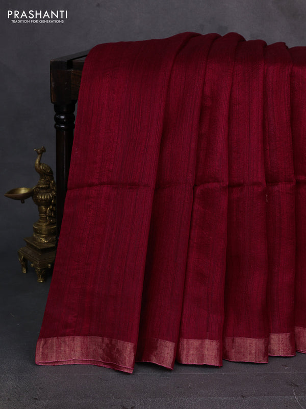 Maroon Matka Tussar Silk - Buttas