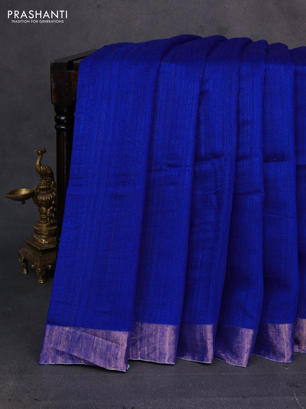 Royal Blue Matka Tussar Silk - Buttas