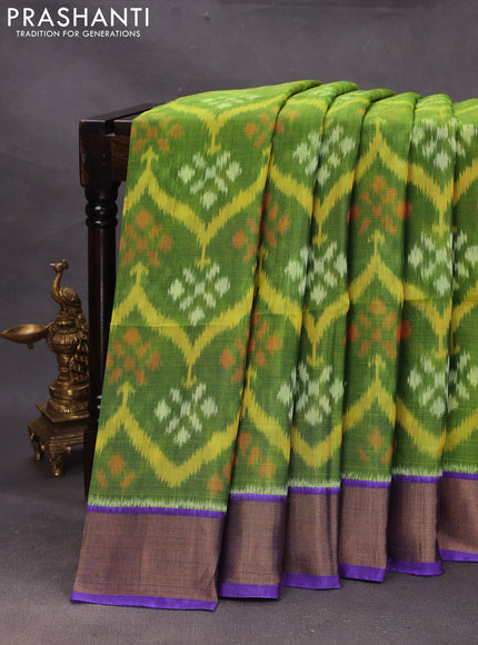 Green & Blue Ikat Silk Cotton Saree