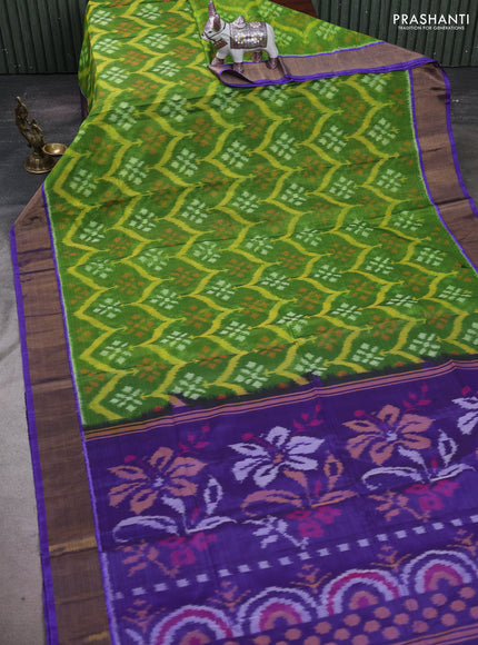 Green & Blue Ikat Silk Cotton Saree
