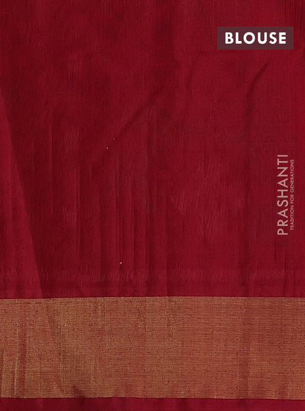 Green & Red Ikat Silk Cotton Saree