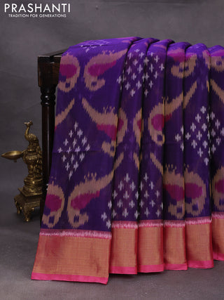 Violet & Pink Ikat Silk Cotton Saree