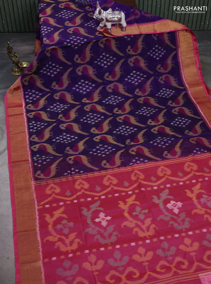 Violet & Pink Ikat Silk Cotton Saree