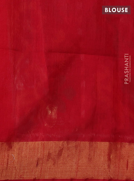Green & Red Ikat Silk Cotton Saree