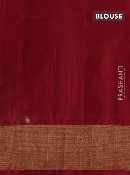 Peach  & Red Ikat Silk Cotton Saree