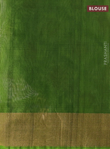 Off White & Green Ikat Silk Cotton Saree
