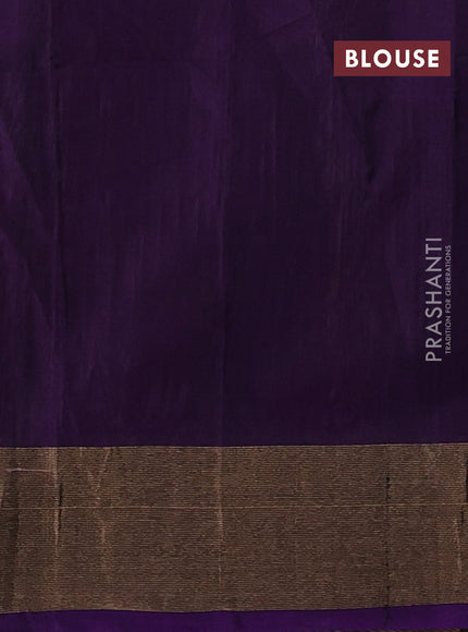 Off White & Purple Ikat Silk Cotton Saree