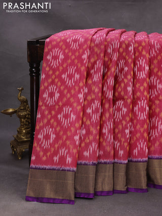 Pink & Purple Ikat Silk Cotton Saree