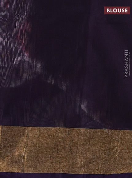 Off White & Violet Ikat Silk Cotton Saree