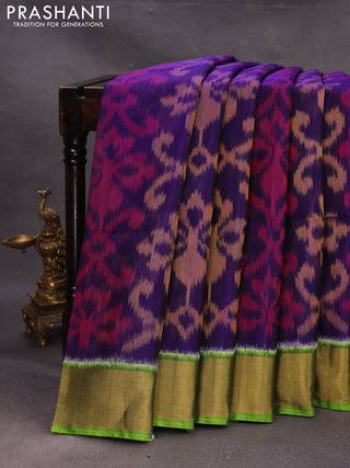 Violet & Green Ikat Silk Cotton Saree