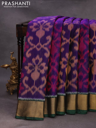 Violet & Green Ikat Silk Cotton Saree