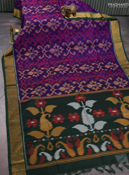Violet & Green Ikat Silk Cotton Saree
