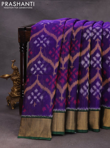 Violet & Green Ikat Silk Cotton Saree
