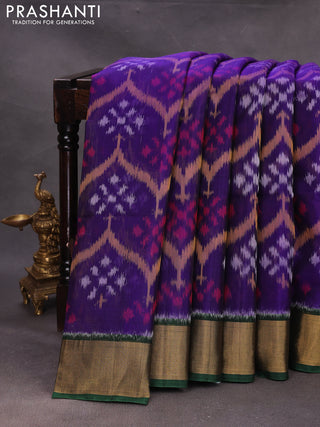 Violet & Green Ikat Silk Cotton Saree