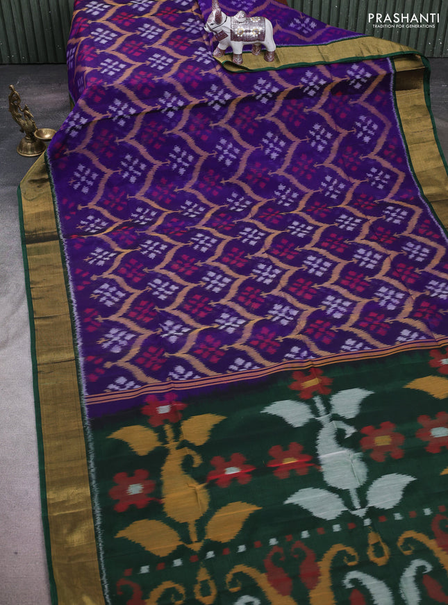 Violet & Green Ikat Silk Cotton Saree