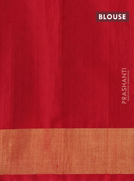 Green & Red Ikat Silk Cotton Saree