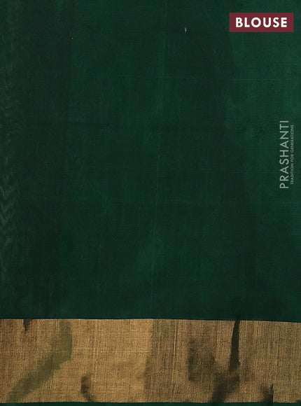 Off White & Green Ikat Silk Cotton Saree