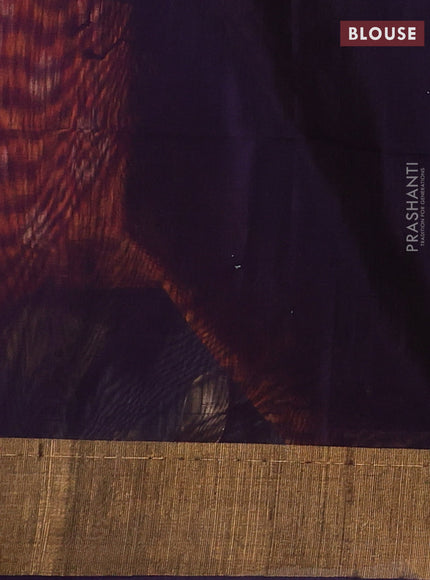 Mustard Yellow & Violet Ikat Silk Cotton Saree
