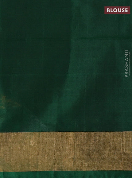 Peach Orange & Green Ikat Silk Cotton Saree