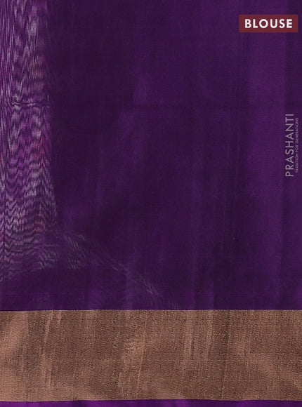 Off White & Purple Ikat Silk Cotton Saree