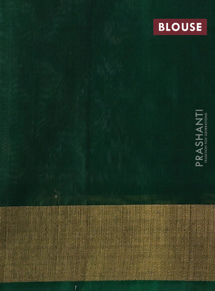Off White & Green Ikat Silk Cotton Saree