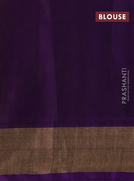 Lime Yellow & Purple Ikat Silk Cotton Saree
