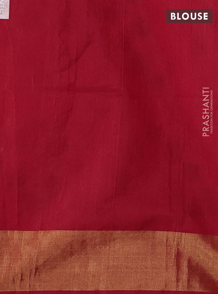 Beige & Red Ikat Silk Cotton Saree