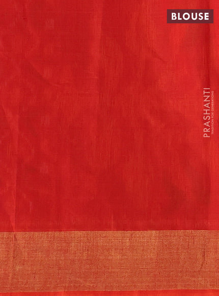 Violet & Orange Ikat Silk Cotton Saree