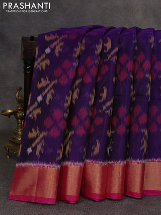 Violet & Pink Ikat Silk Cotton Saree