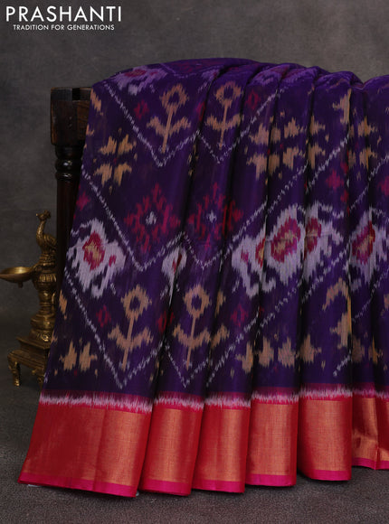 Violet & Pink Ikat Silk Cotton Saree