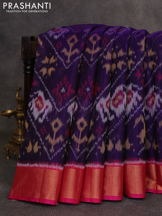Violet & Pink Ikat Silk Cotton Saree
