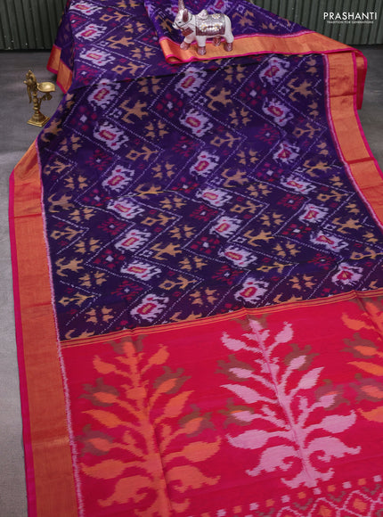 Violet & Pink Ikat Silk Cotton Saree