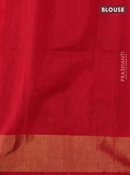 Grey & Red Ikat Silk Cotton Saree