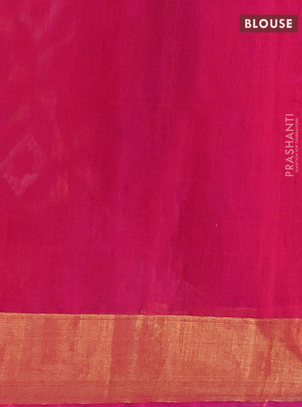 Green & Pink Ikat Silk Cotton Saree