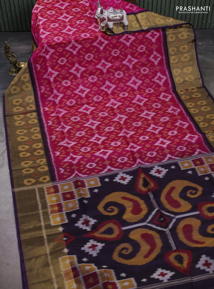 Pink & Violet Ikat Silk Cotton Saree