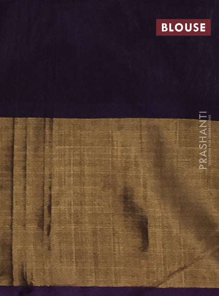 Off White & Violet Ikat Silk Cotton Saree