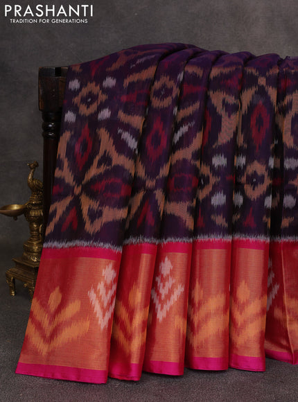 Violet & Pink Ikat Silk Cotton Saree