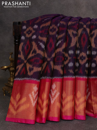 Violet & Pink Ikat Silk Cotton Saree